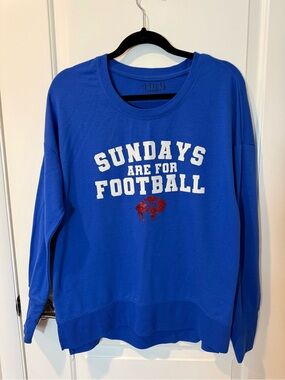 Buffalo Bills Blue Crewneck Sweatshirt with 'Sundays Are For Football' Graphic